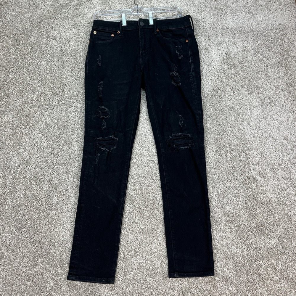 American Eagle Airflex+ Jeans Mens 29x30 Black Distressed Ripped Athletic Skinny